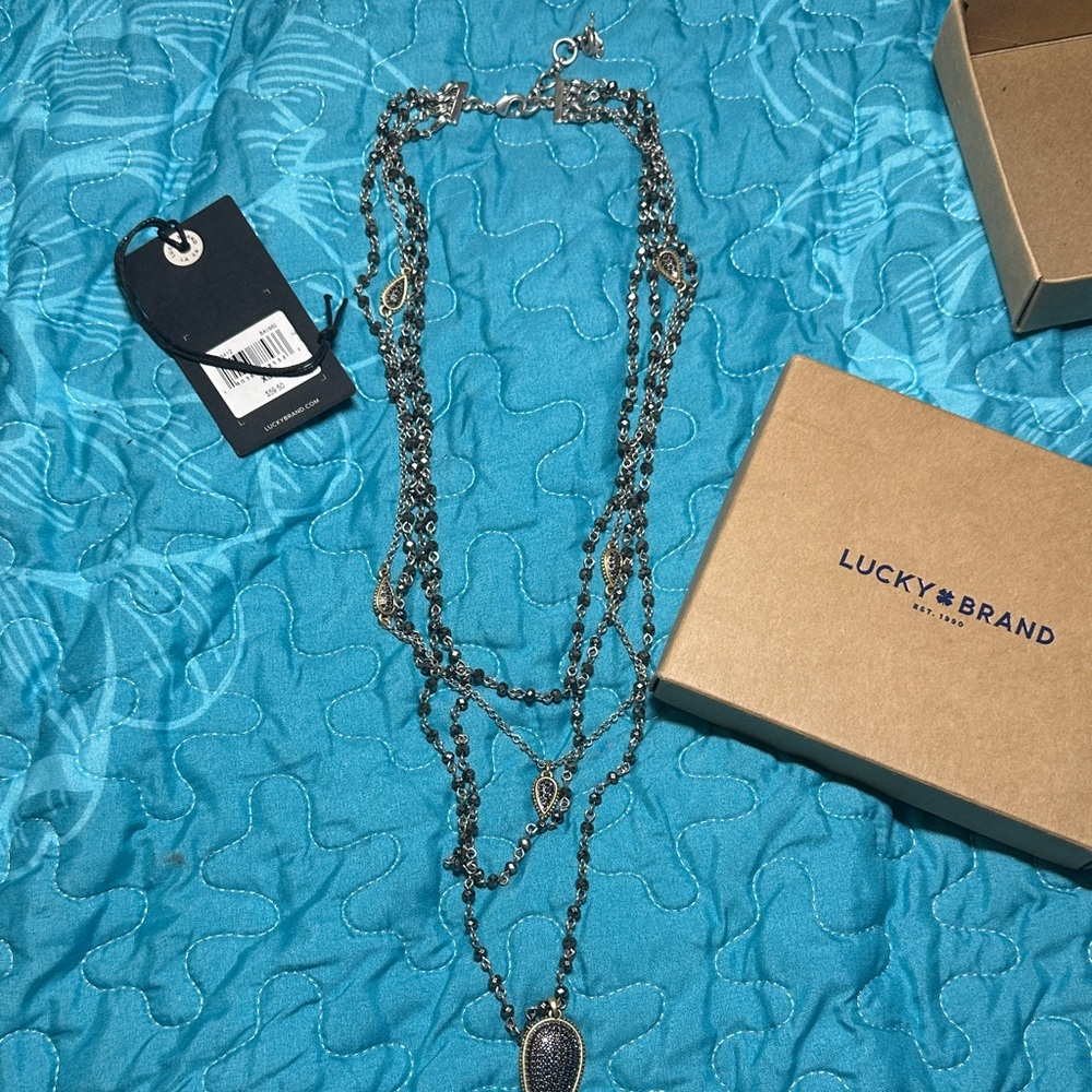 Lucky Brand Silver and Gold Teardrop Necklace